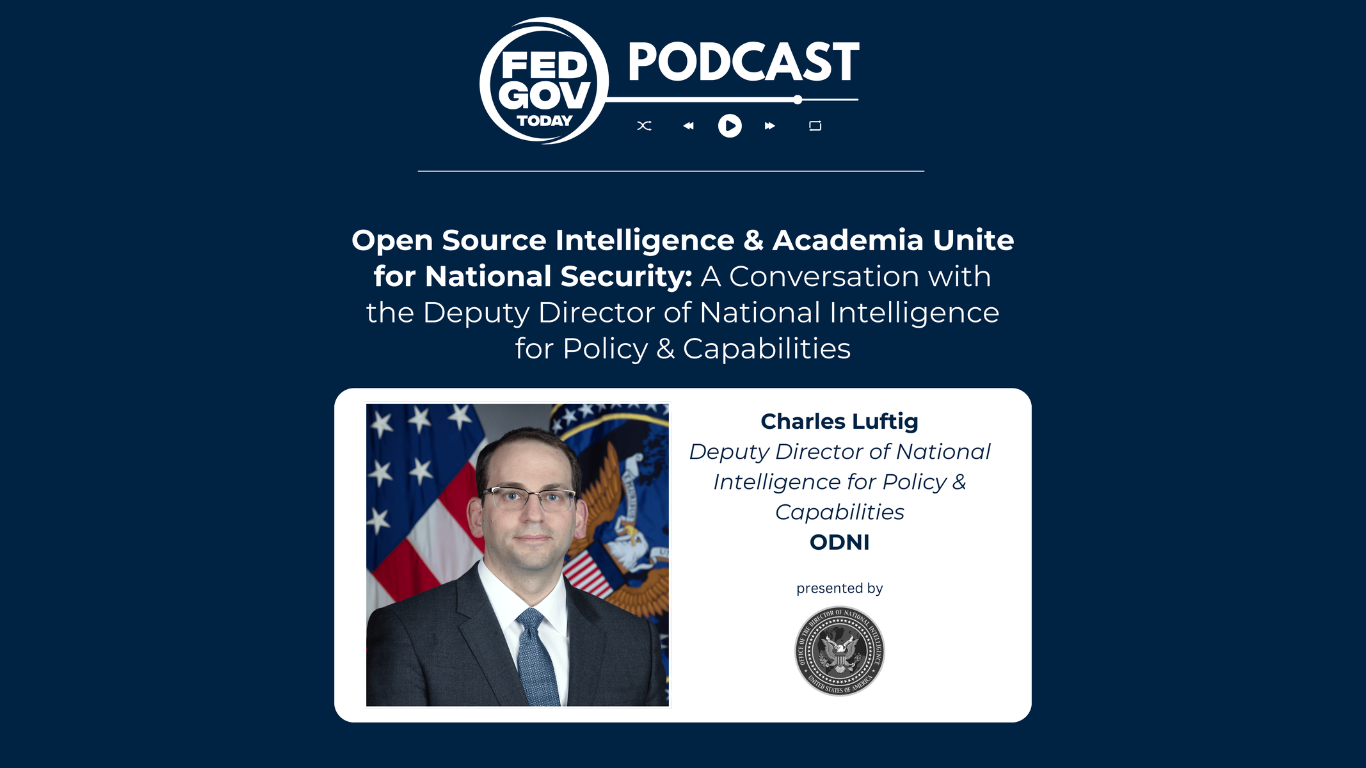 Ad for Fed Gov Today Podcast episode featuring Charles Luftig